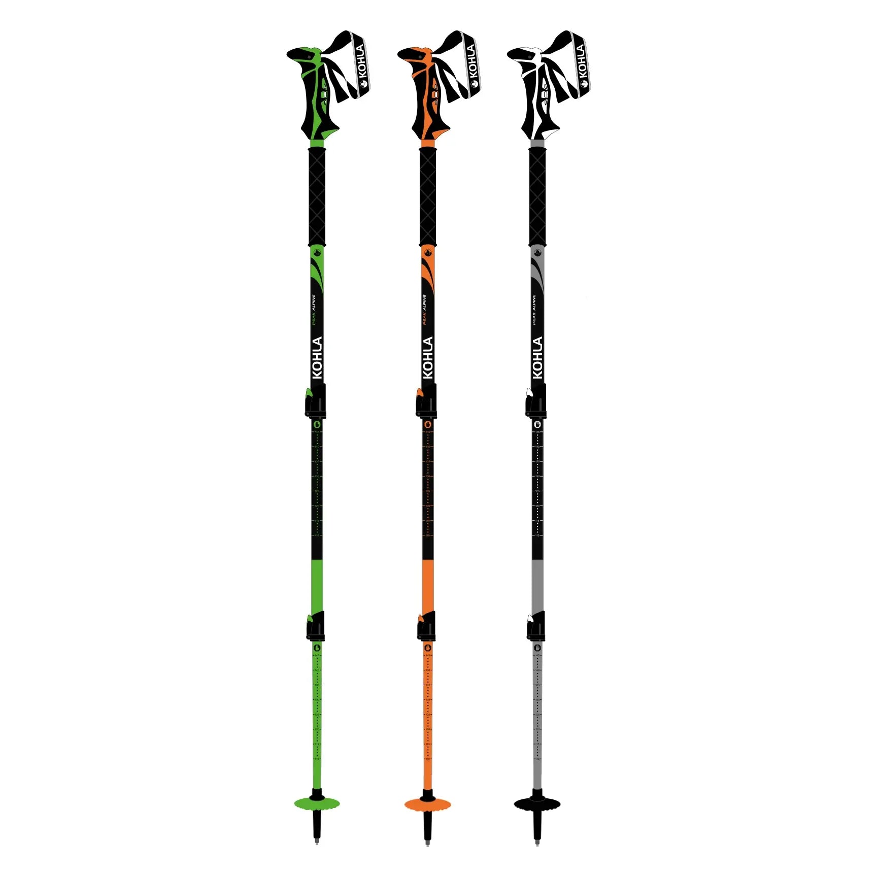 Splitboardstöcke Kohla Peak Alpine, grün, orange, silber