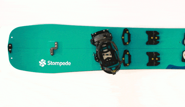 Umbau vom Aufsteigs- zum Abfahrtsmodus einer Spark Arc auf einem Stompede Nordstau Splitboard
