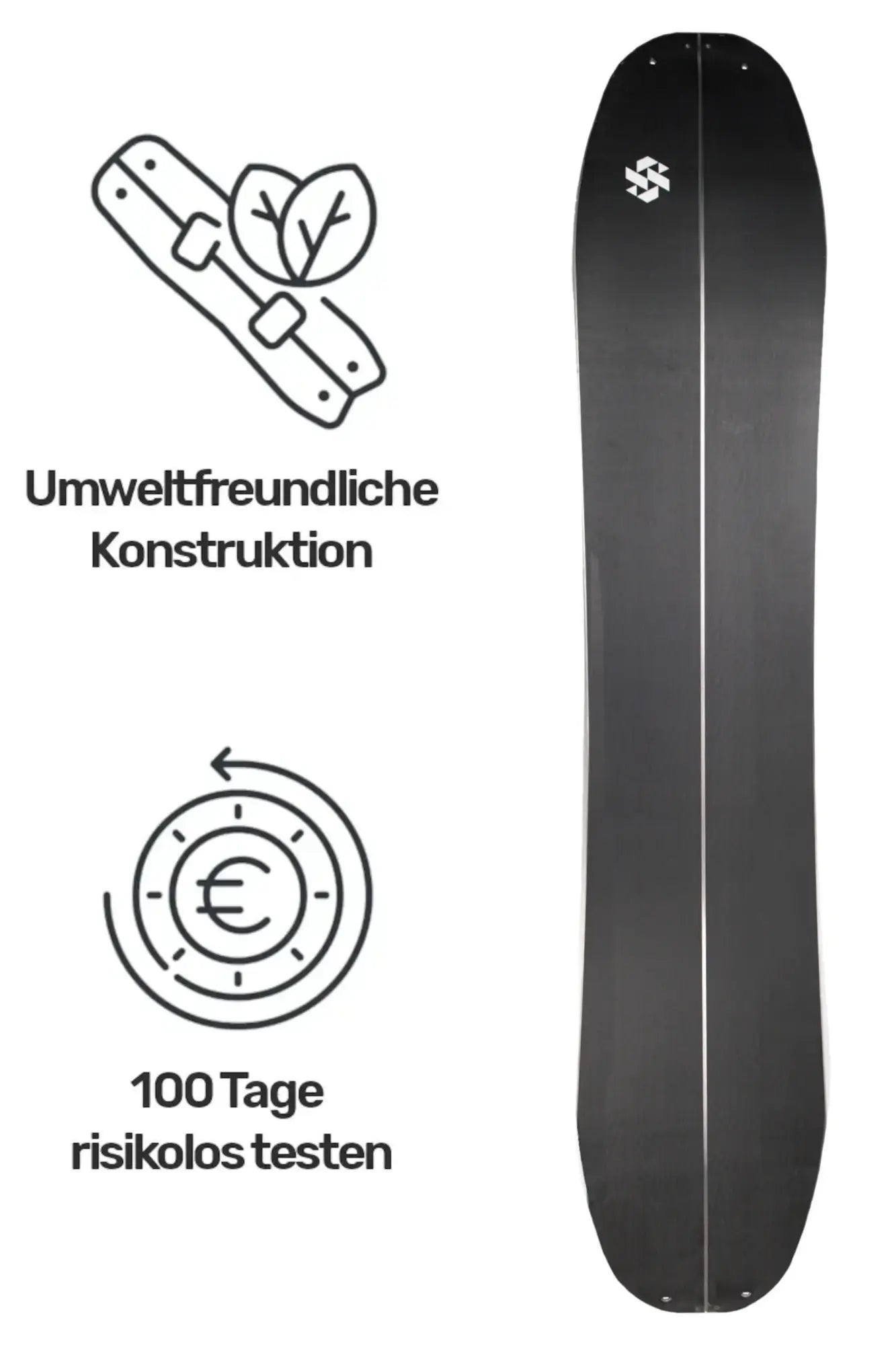 Stompede Airtime Splitboard, nachhaltige Konstruktion und mit Zufriedenheitsgarantie 100 Tage risikolos testen.