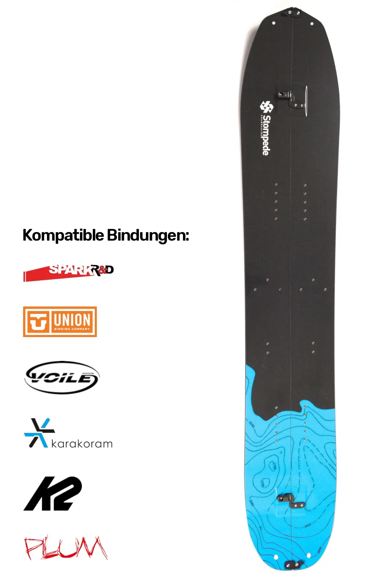 Stompede Dawn Patrol Splitboard. Kompatibel mit Bindungen von: Spark, Union, Voilé, Karakoram, K2, Plum