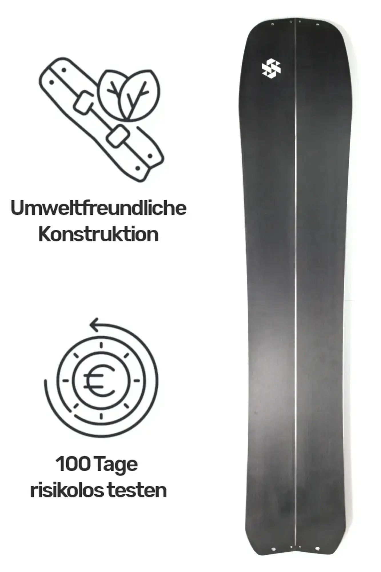 Stompede Nordstau Splitboard, nachhaltige Konstruktion und mit Zufriedenheitsgarantie 100 Tage risikolos testen.