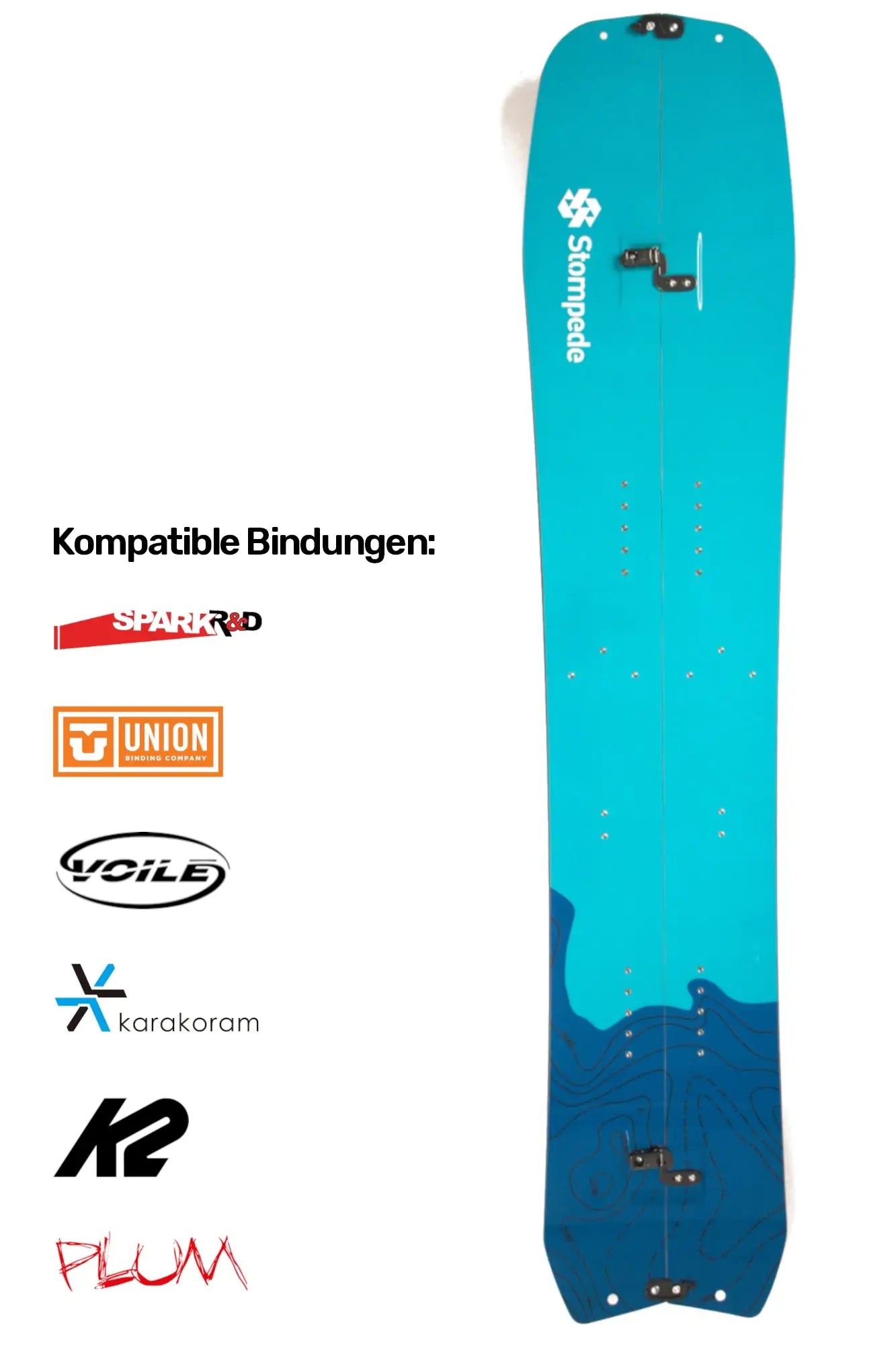 Stompede Nordstau Splitboard. Kompatibel mit Bindungen von: Spark, Union, Voilé, Karakoram, K2, Plum