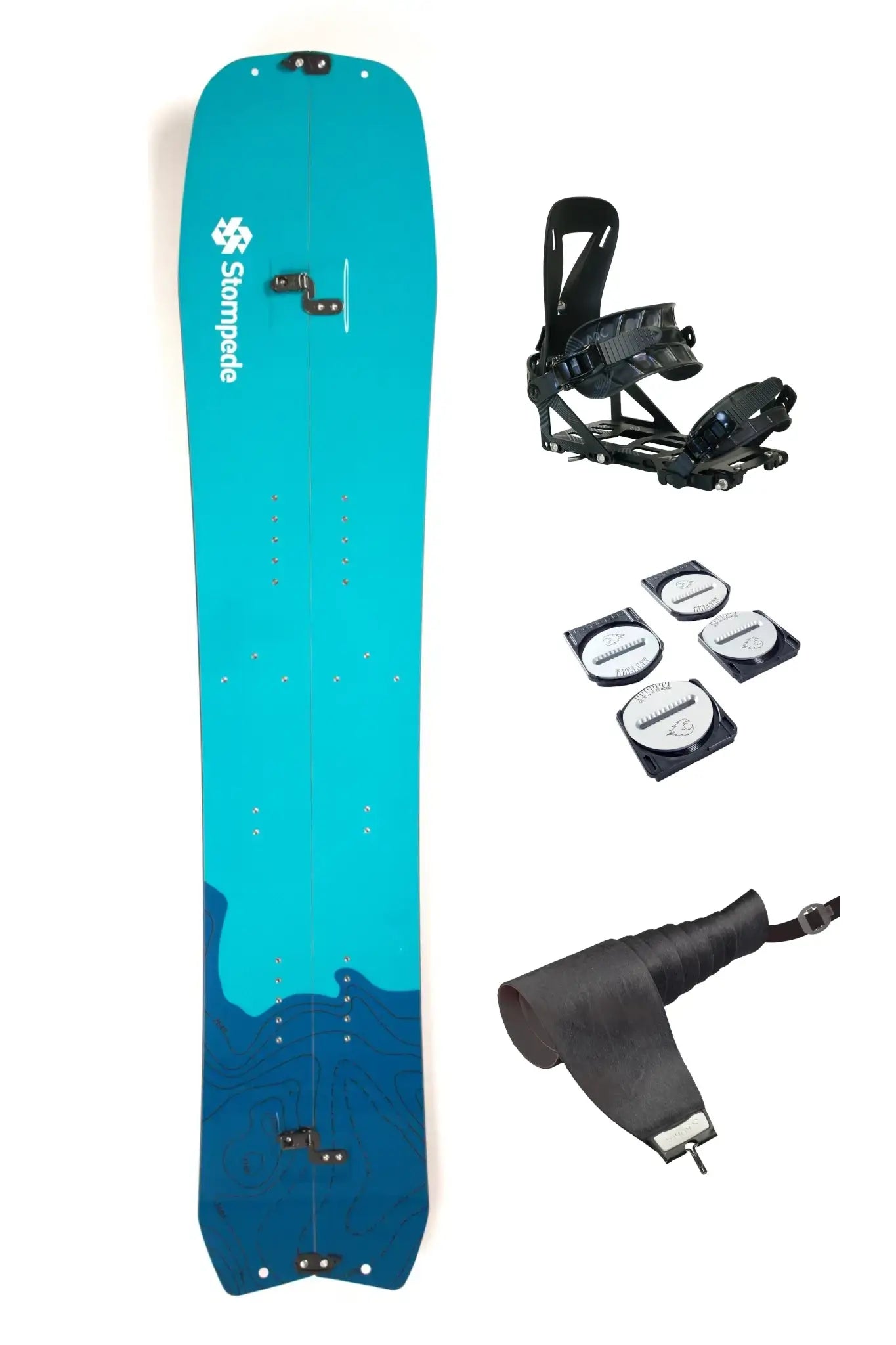 Splitboard Komplettset, bestehend aus Nordstau Splitboard, Spark ARC ST Bindung, Pucks & Fellen